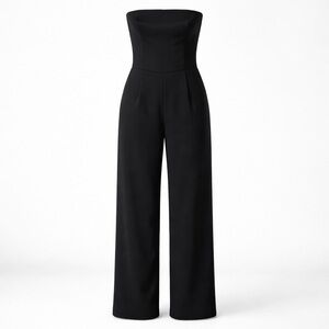 Abercrombie & Fitch Black Strapless Jumpsuit Wide Leg Minimalist Chic Size S